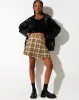 Carga Mini Skirt in Check Brown Tan and Pink sold by Motel Rocks