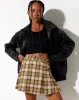 Carga Mini Skirt in Check Brown Tan and Pink sold by Motel Rocks