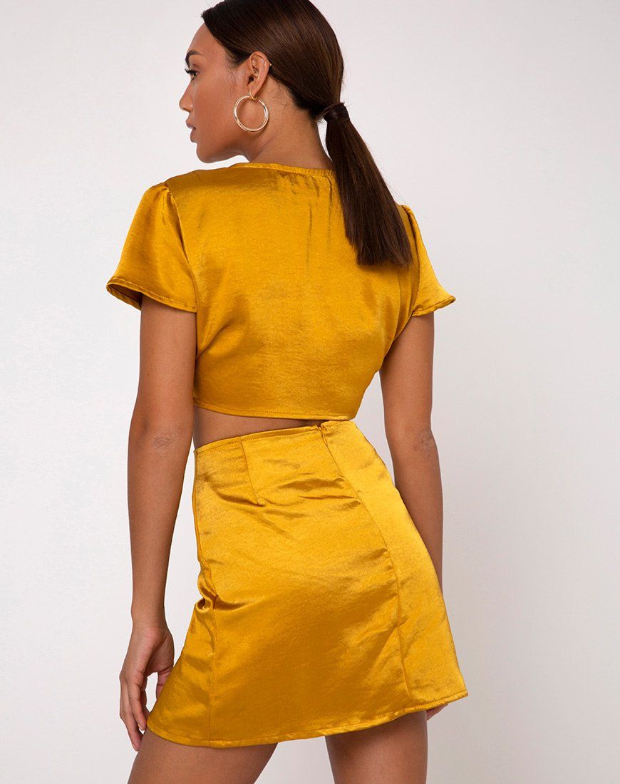 Shenka Mini Skirt in Satin Turmeric sold by Motel Rocks product image thumbnail 2