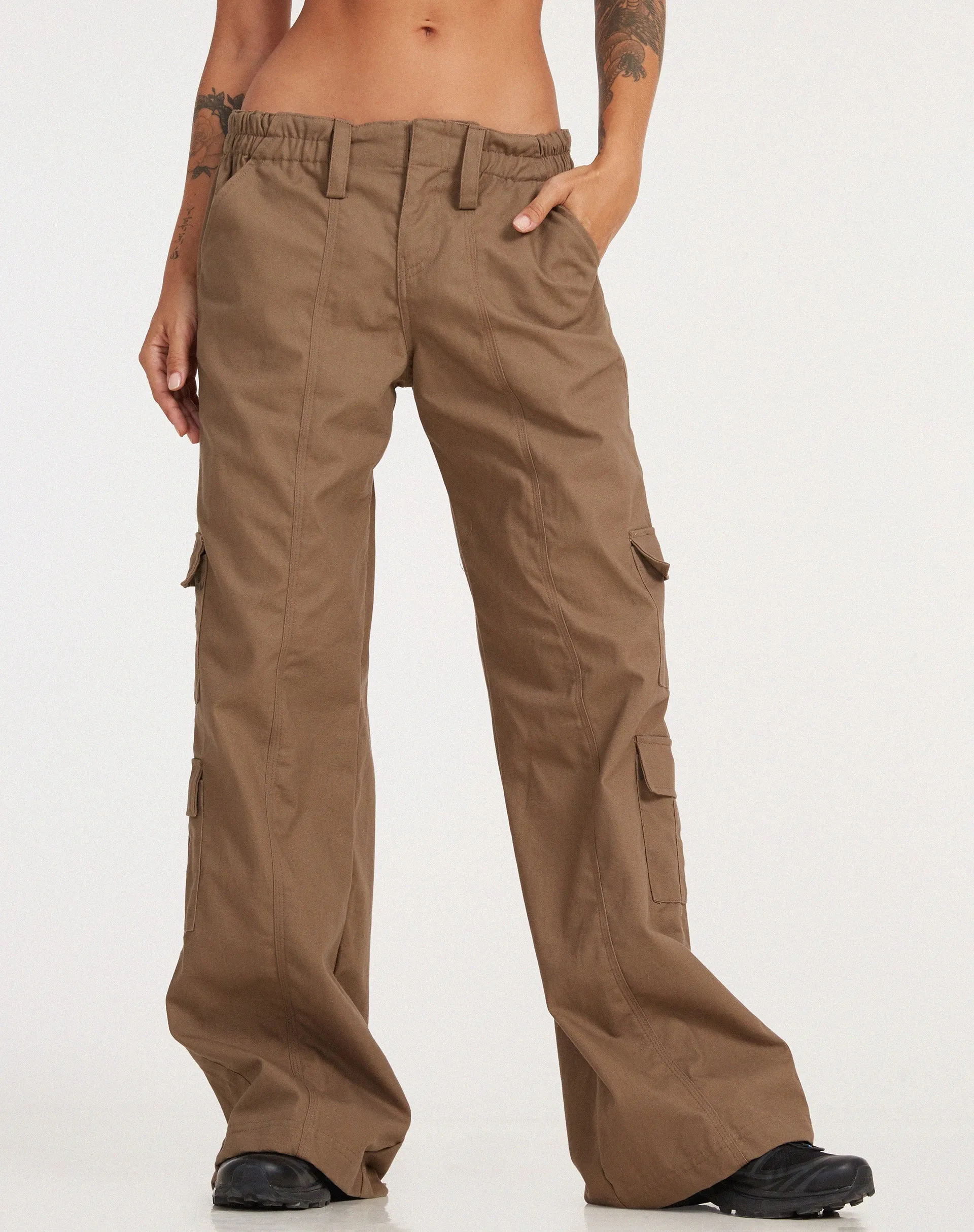 Hansa Cargo Trouser in Light Olive sold by Motel Rocks