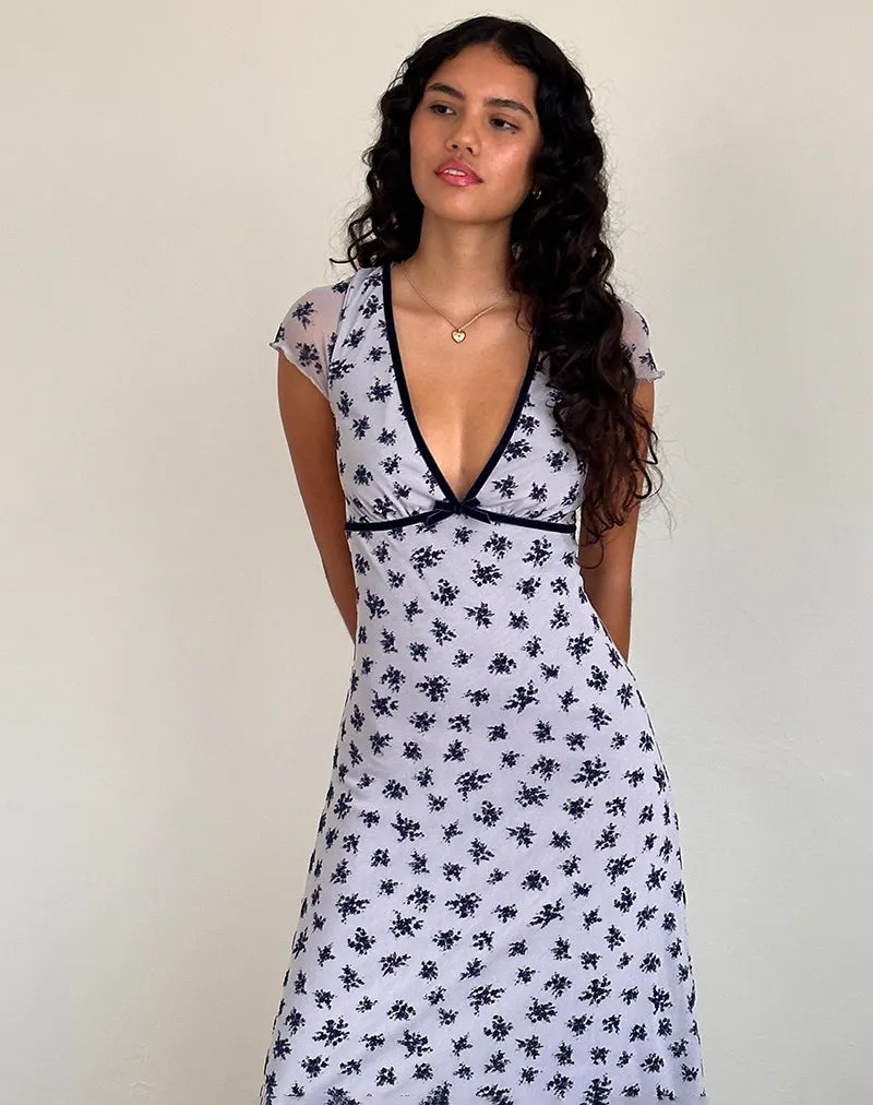 Vilinia Dress in Pale Grey Flower Cluster Flock sold by Motel Rocks product image thumbnail 3