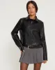 Yonde Zip Up Jacket in PU Black sold by Motel Rocks