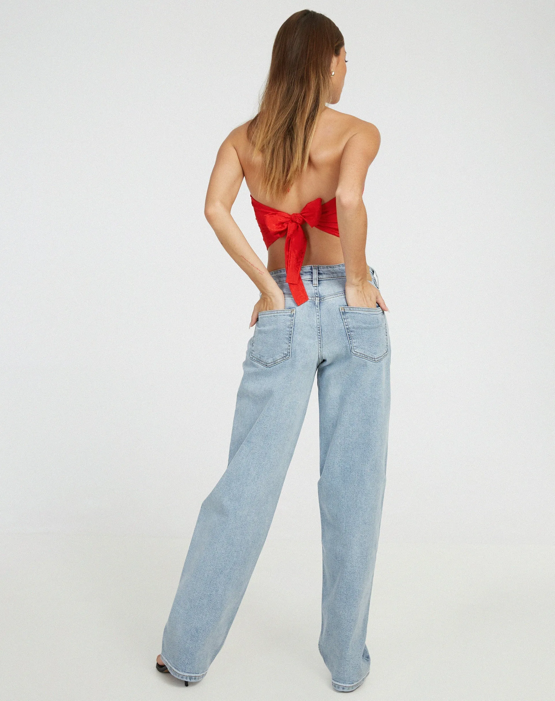 Haltri Crop Top in Satin Rose Scarlet sold by Motel Rocks product image thumbnail 4