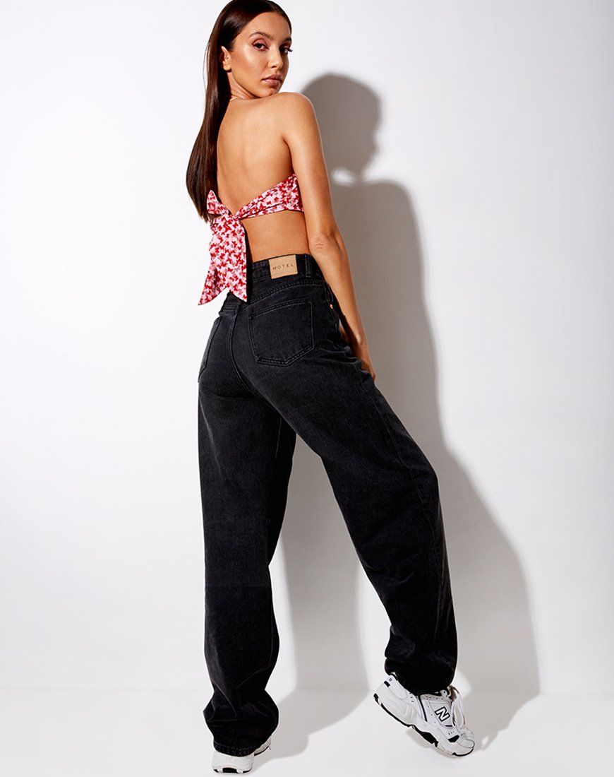 Nolda Top in Ditsy Butterfly Peach and Red sold by Motel Rocks product image thumbnail 5