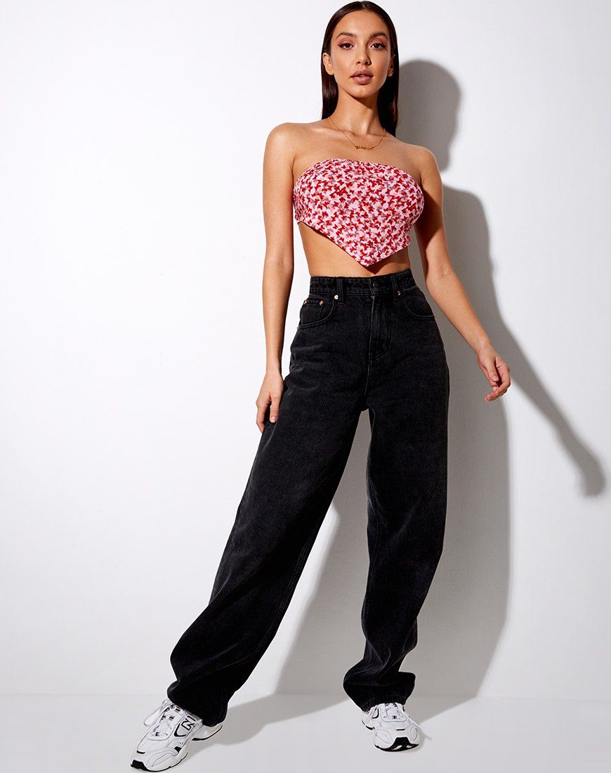 Nolda Top in Ditsy Butterfly Peach and Red sold by Motel Rocks product image thumbnail 4