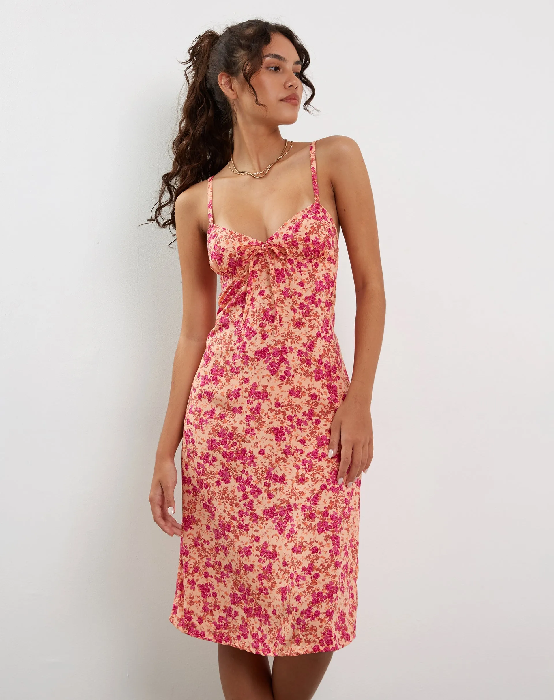 Ronsha Midi Dress in Dark Wild Flower Cantaloupe sold by Motel Rocks product image thumbnail 5