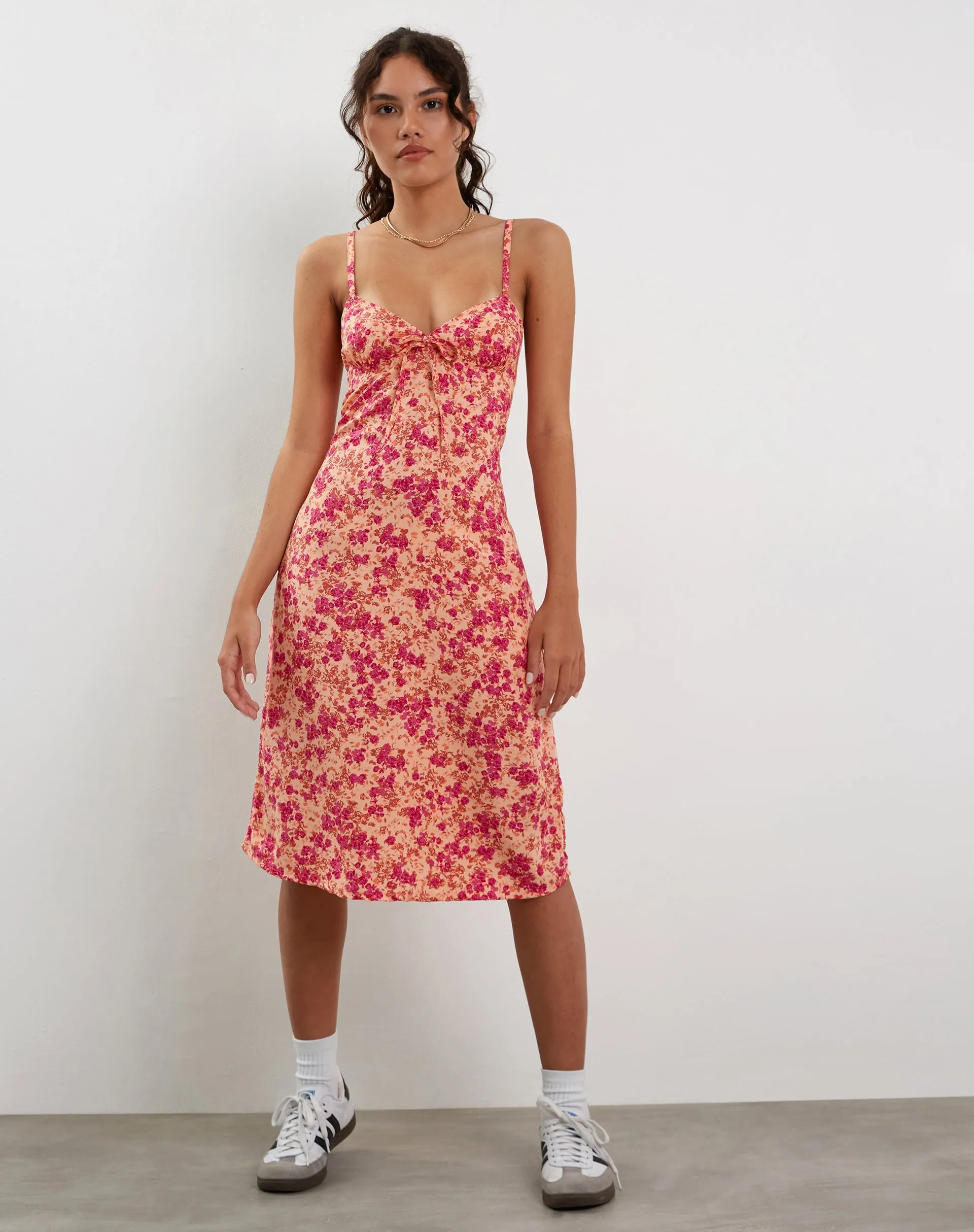 Ronsha Midi Dress in Dark Wild Flower Cantaloupe sold by Motel Rocks product image thumbnail 3