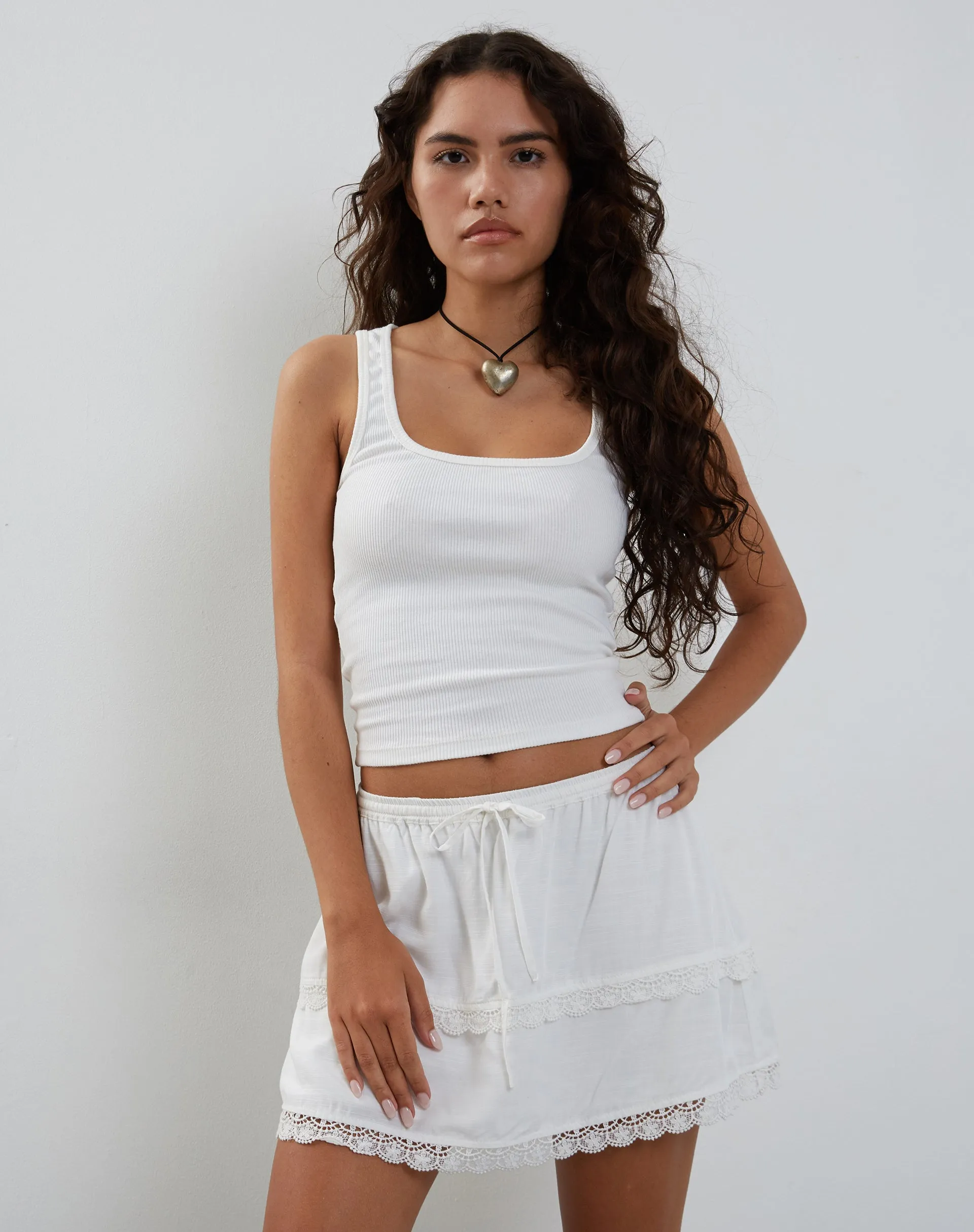 Ryila Frill Mini Skirt in White sold by Motel Rocks product image thumbnail 4