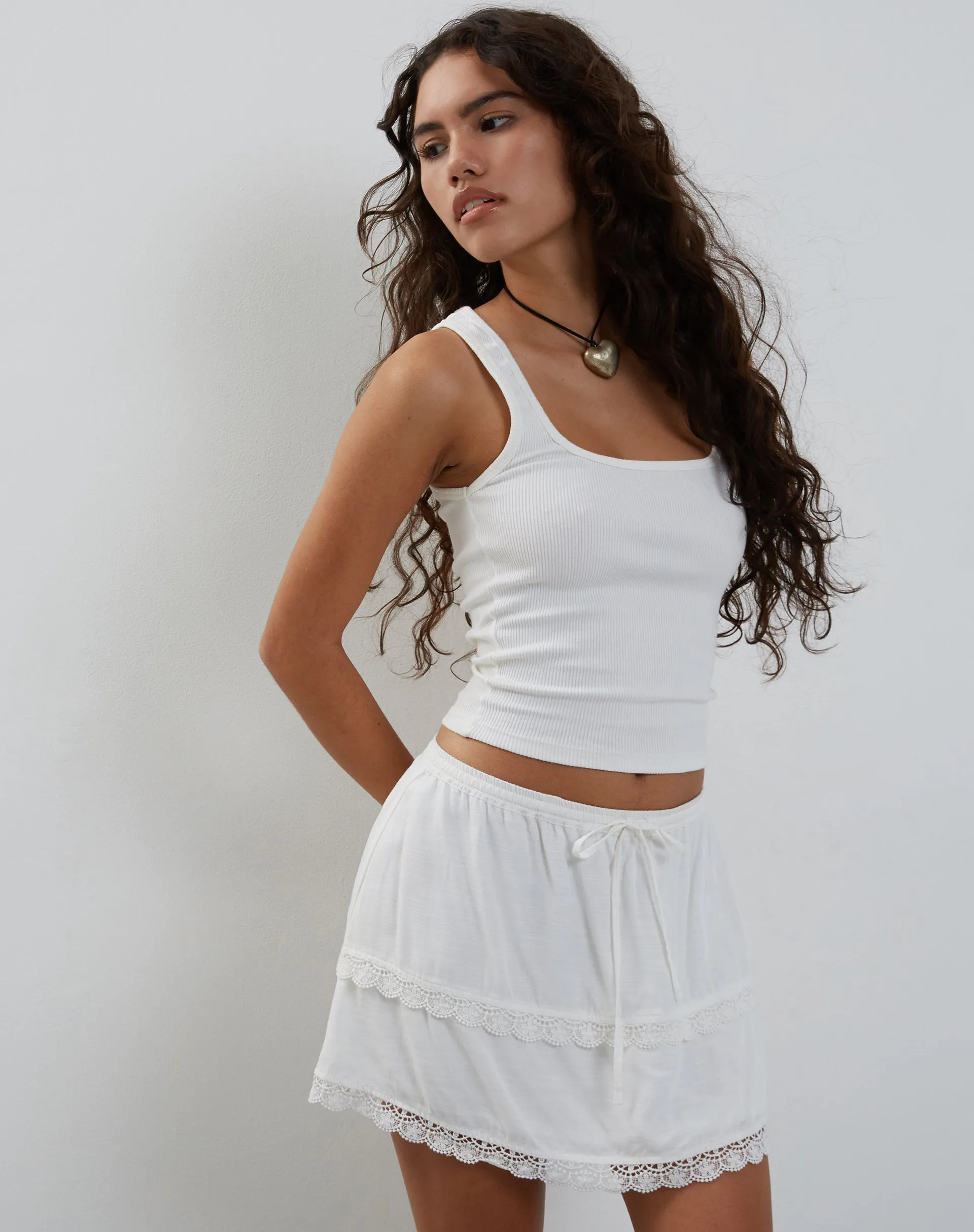 Ryila Frill Mini Skirt in White sold by Motel Rocks product image thumbnail 2