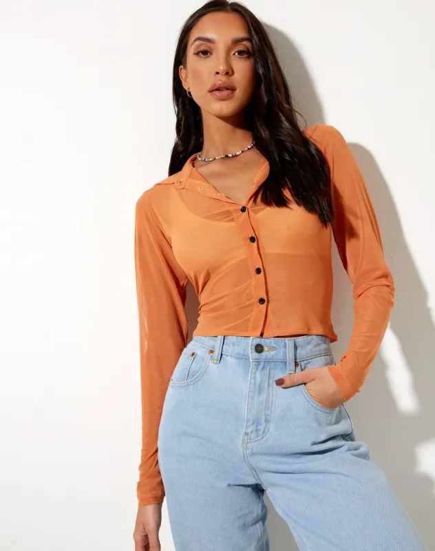 Kelly Shirt in Mesh Orange sold by Motel Rocks