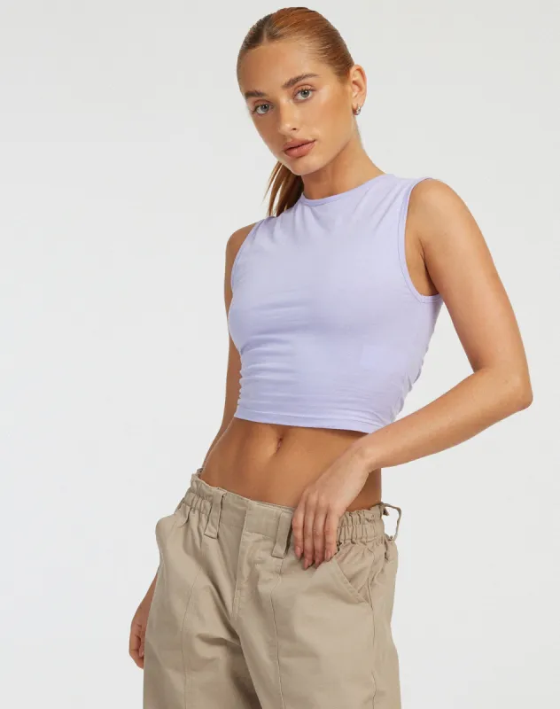 Monlo Top in Pastel Lilac sold by Motel Rocks