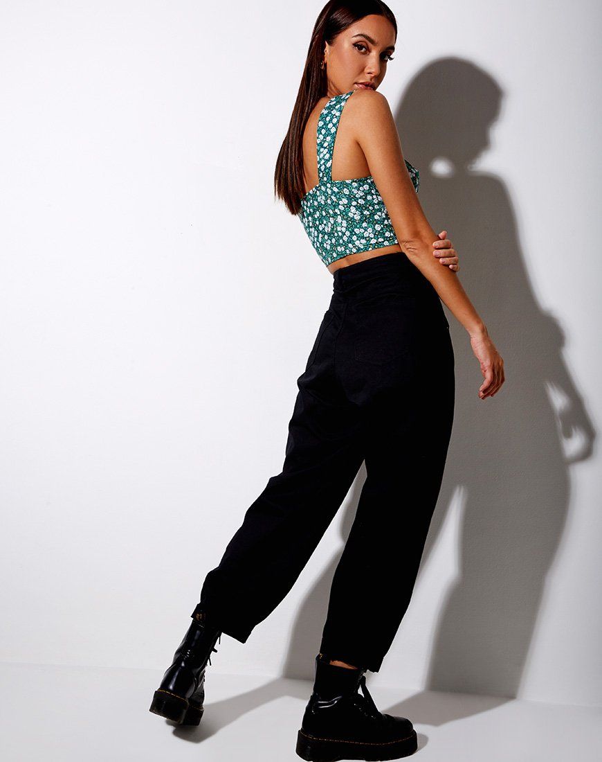 Gladis Vest Crop Top in Floral Field Green sold by Motel Rocks product image thumbnail 4