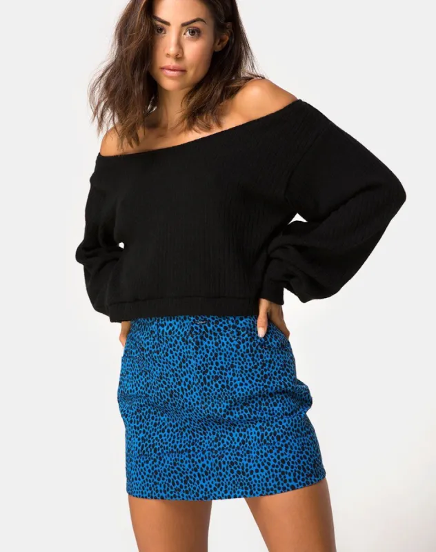 Mini Broomy Skirt in Wild Cat Blue sold by Motel Rocks