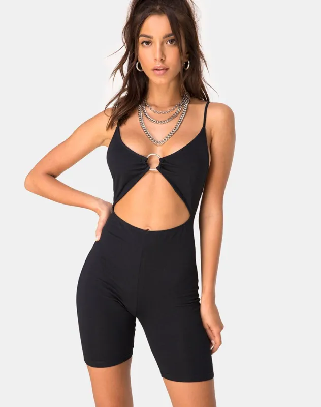 Jepu Unitard in Black sold by Motel Rocks