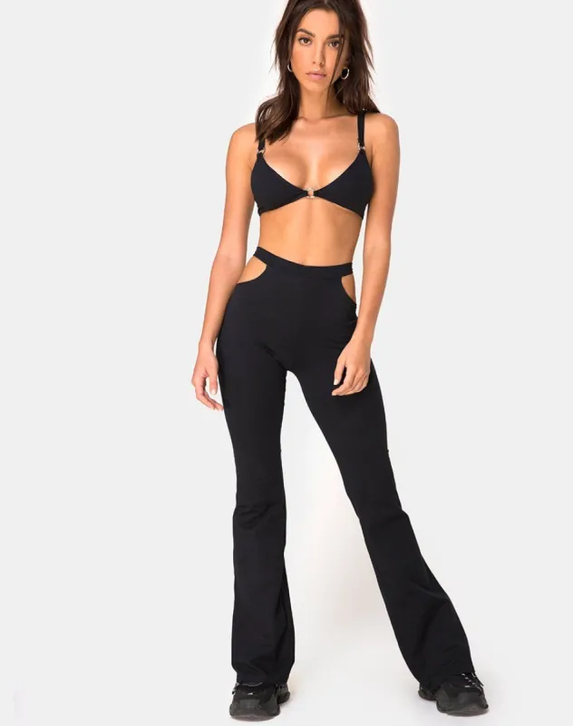 Rogen Flare Trouser in Black sold by Motel Rocks