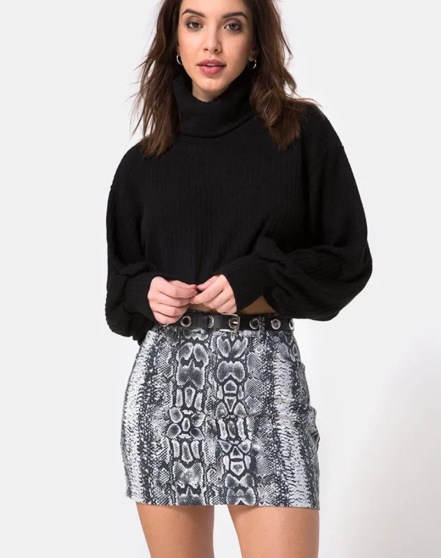 Mini Broomy Skirt in Snake sold by Motel Rocks