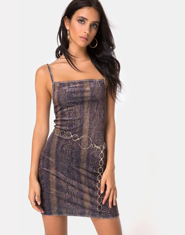 Selah Bodycon Dress in Velvet Brown Snake sold by Motel Rocks