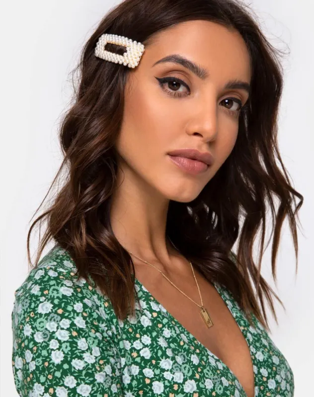 Hair Clip in Gold Micro Pearl sold by Motel Rocks