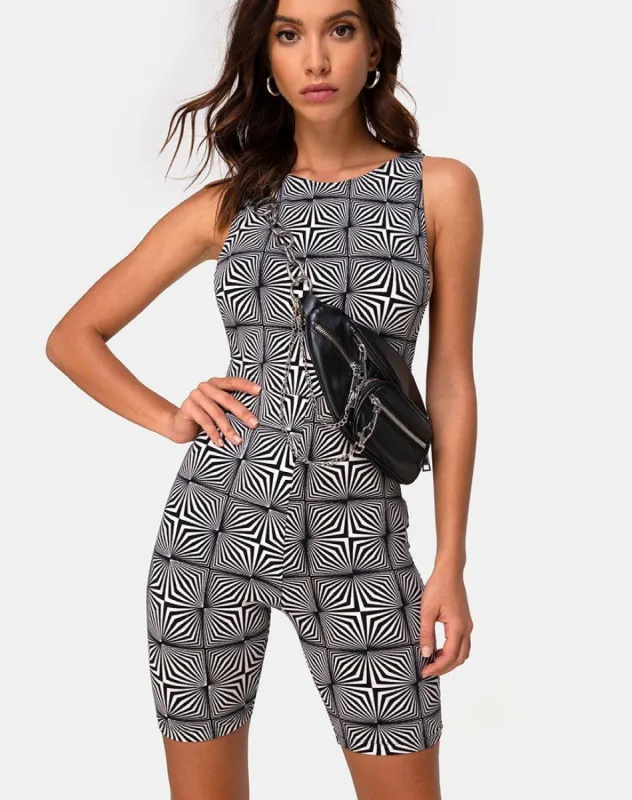 Acro Unitard in Sypro Black and White sold by Motel Rocks