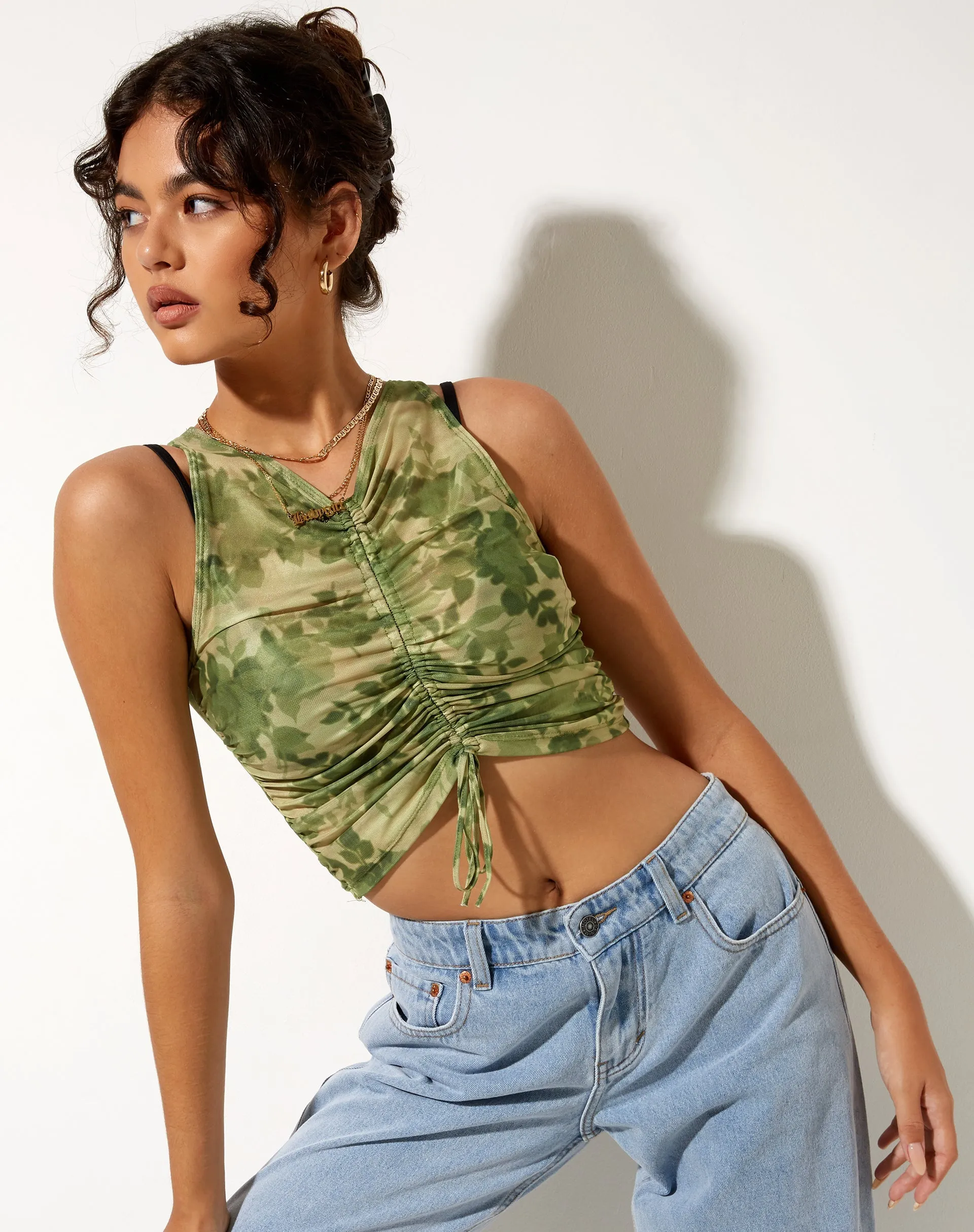 Lasa Vest Top in Blurred Floral sold by Motel Rocks