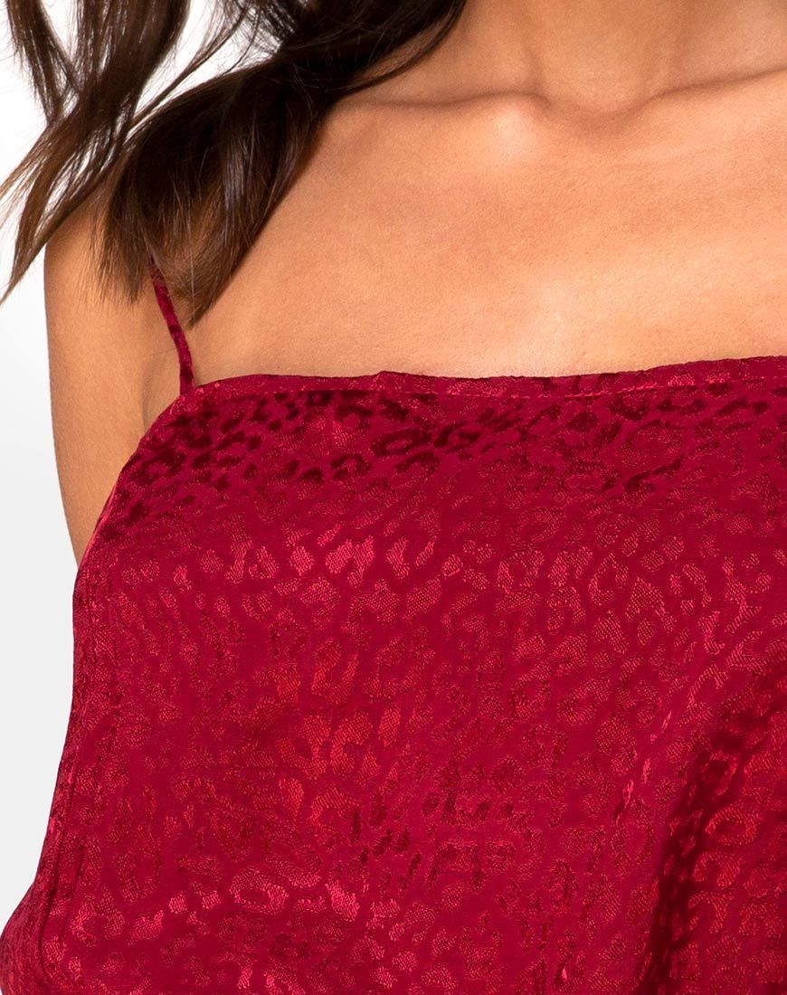 Datista Slip Dress in Satin Cheetah Raspberry sold by Motel Rocks product image thumbnail 5