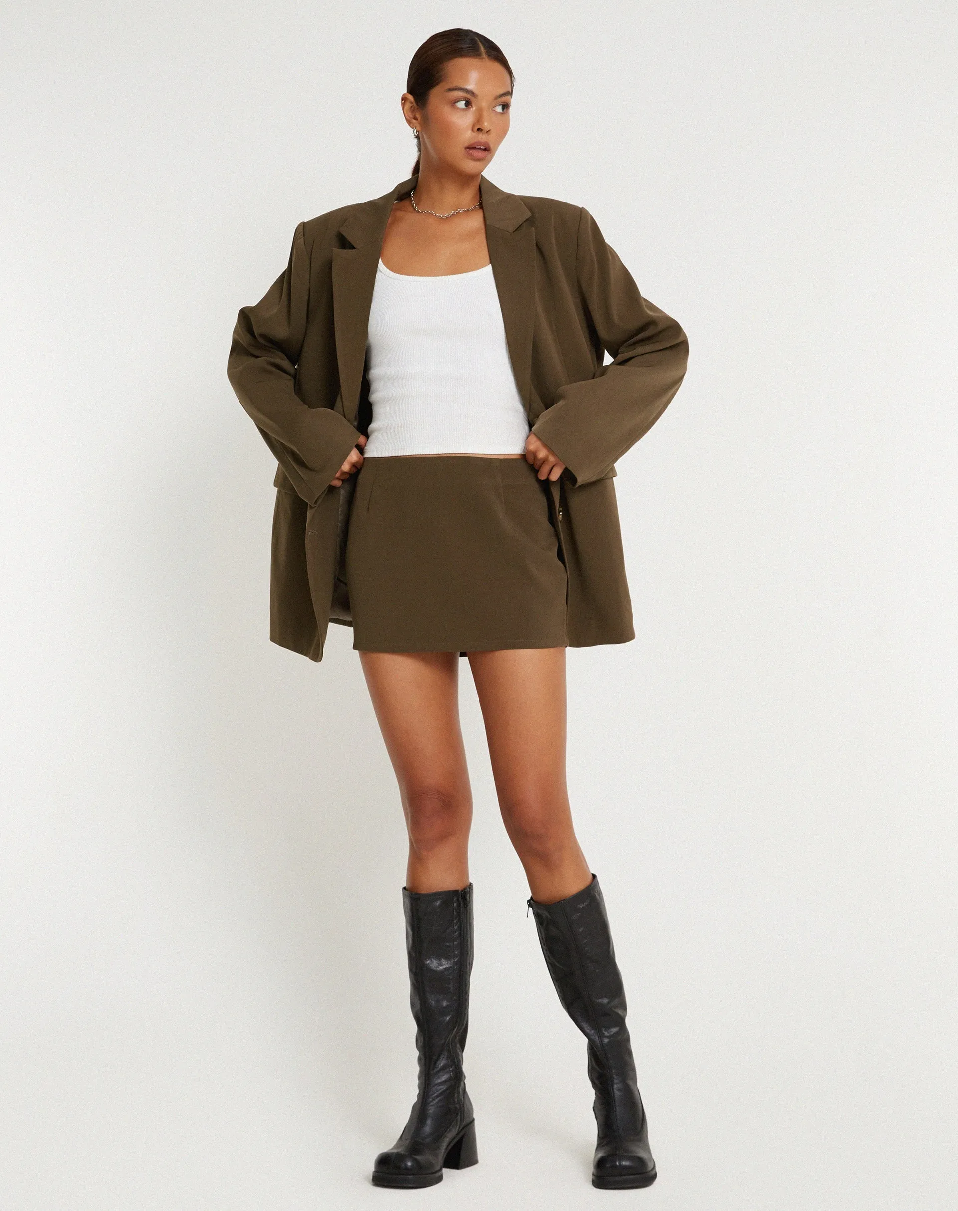 Ima Mini Skirt in Tailoring Truffle sold by Motel Rocks product image thumbnail 2