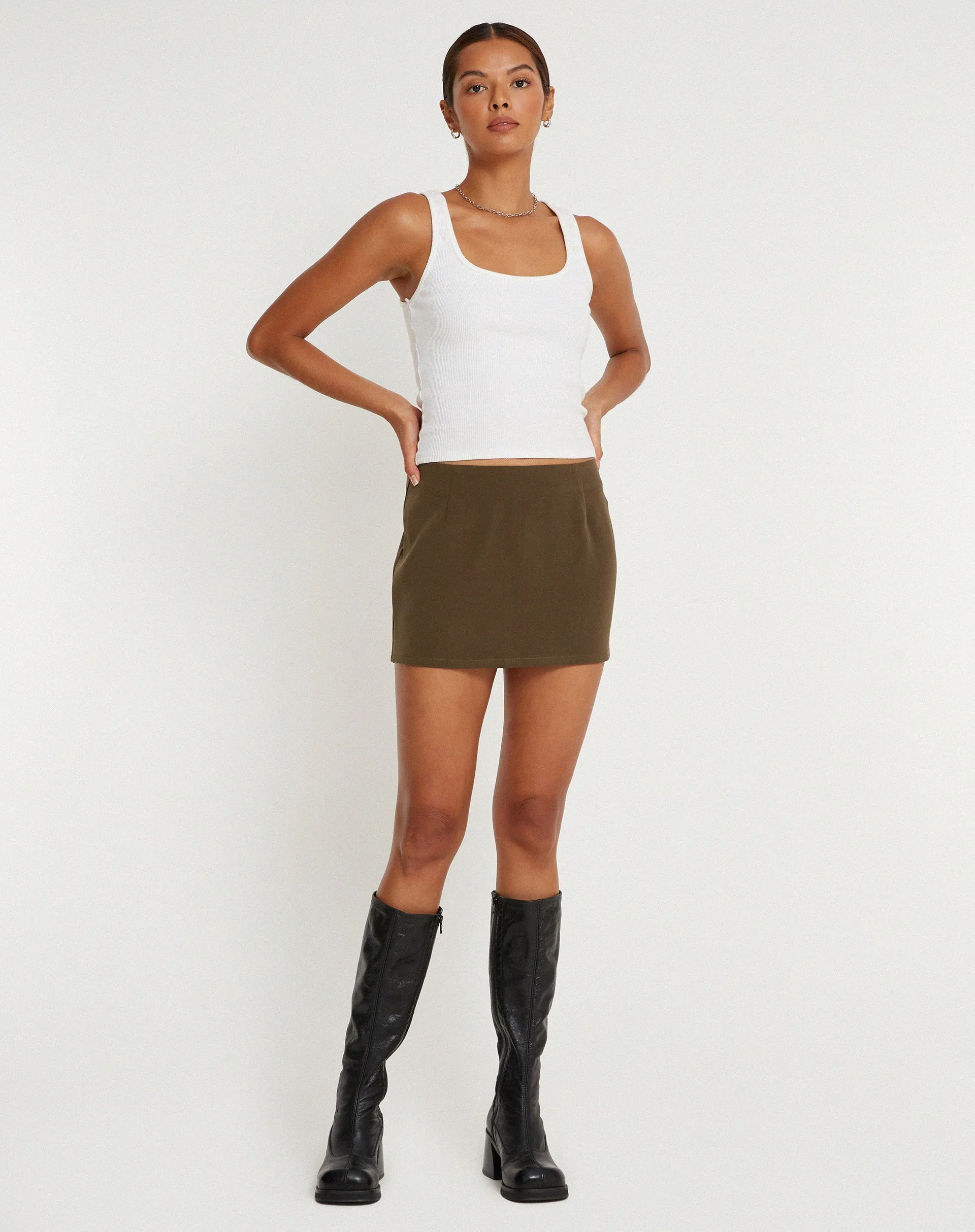 Ima Mini Skirt in Tailoring Truffle sold by Motel Rocks product image thumbnail 3