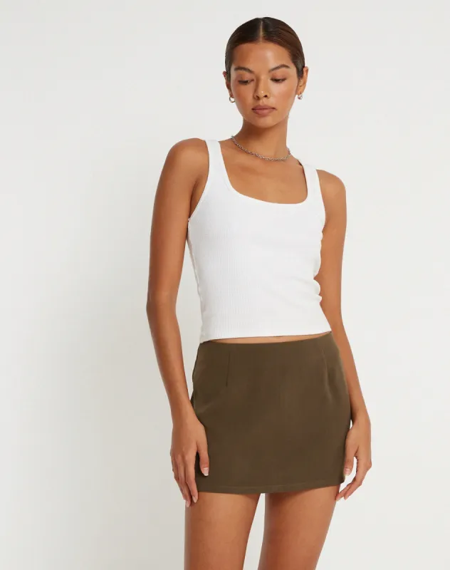 Ima Mini Skirt in Tailoring Truffle sold by Motel Rocks
