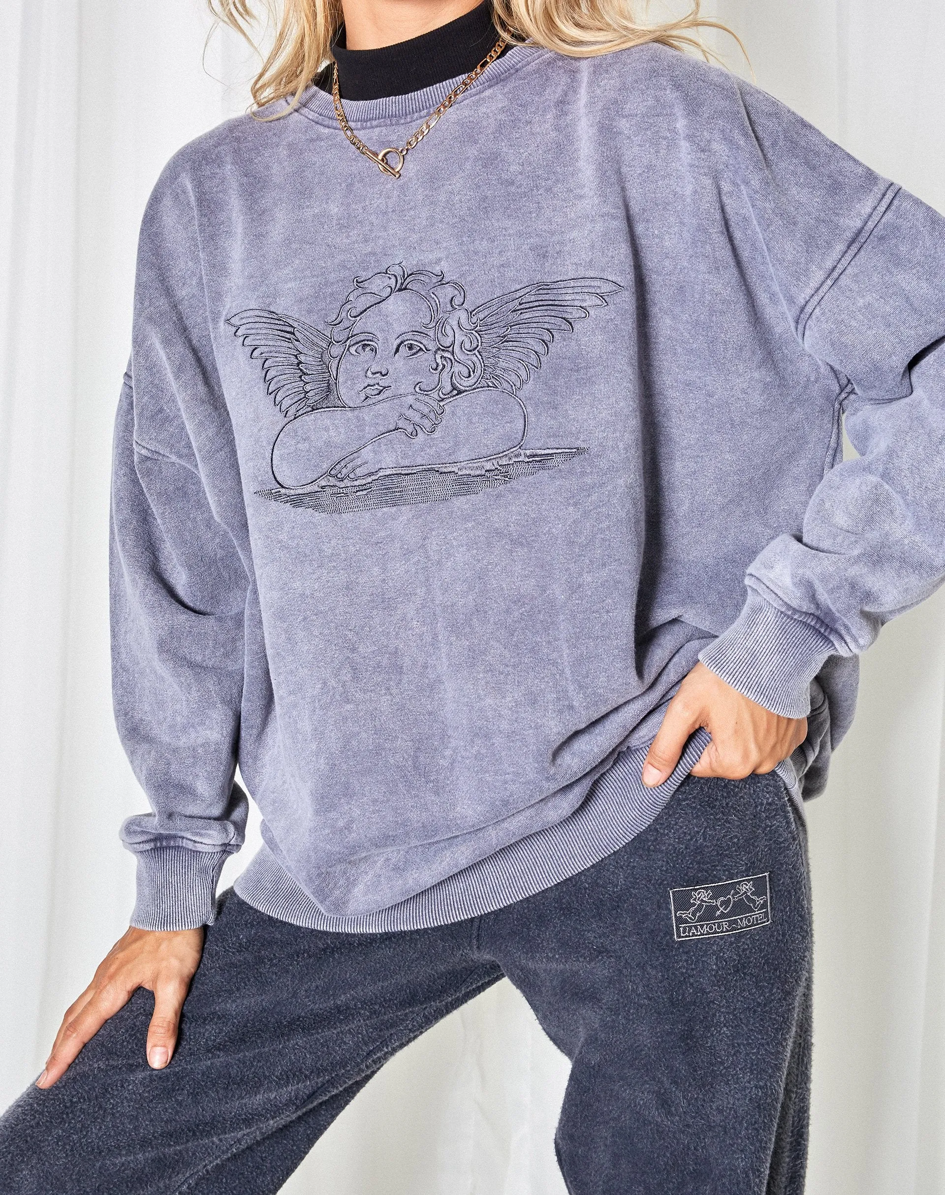 Glo Sweatshirt in Charcoal Wash Angelo Embro sold by Motel Rocks product image thumbnail 5