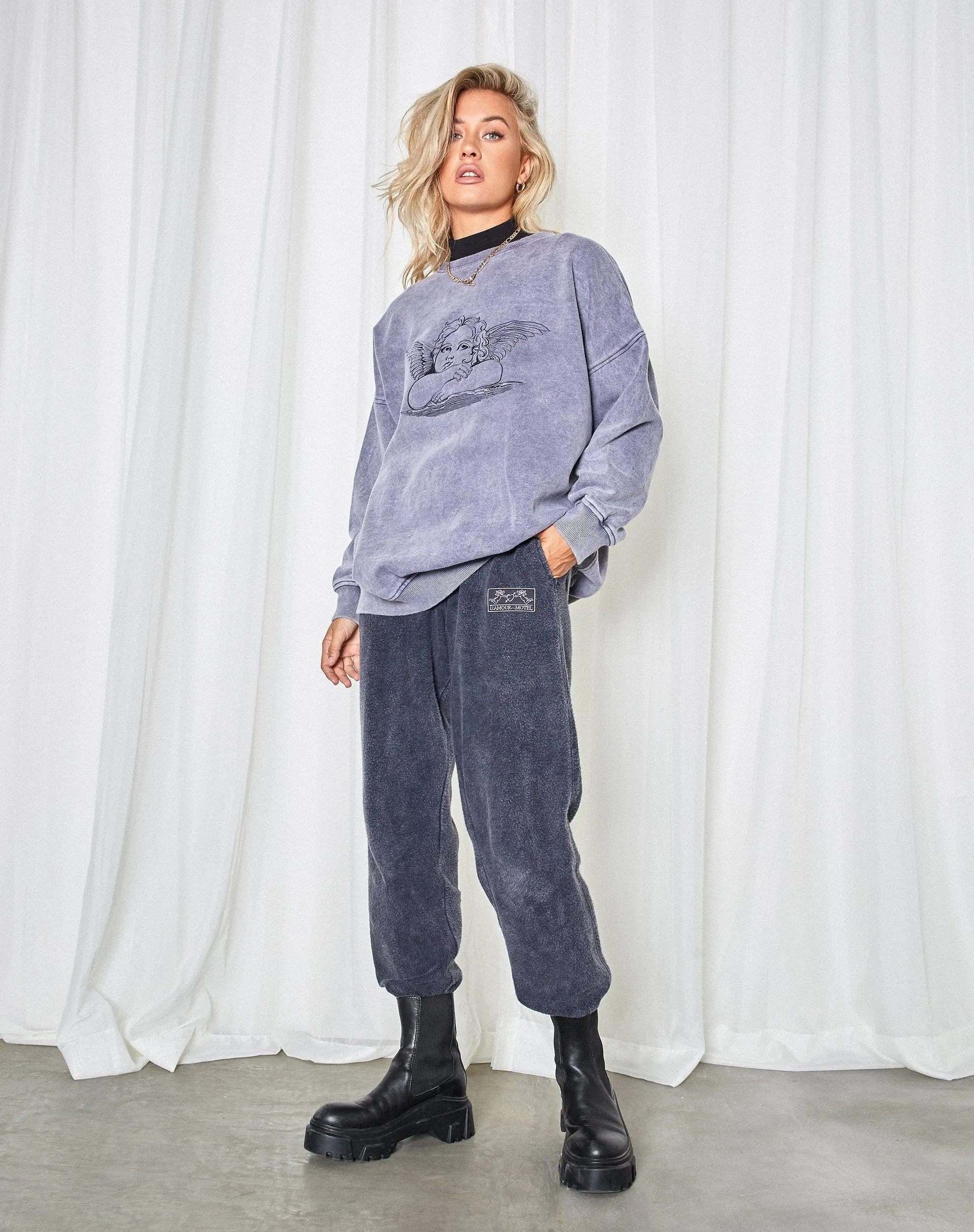 Glo Sweatshirt in Charcoal Wash Angelo Embro sold by Motel Rocks product image thumbnail 4