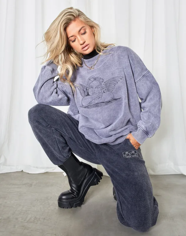 Glo Sweatshirt in Charcoal Wash Angelo Embro sold by Motel Rocks