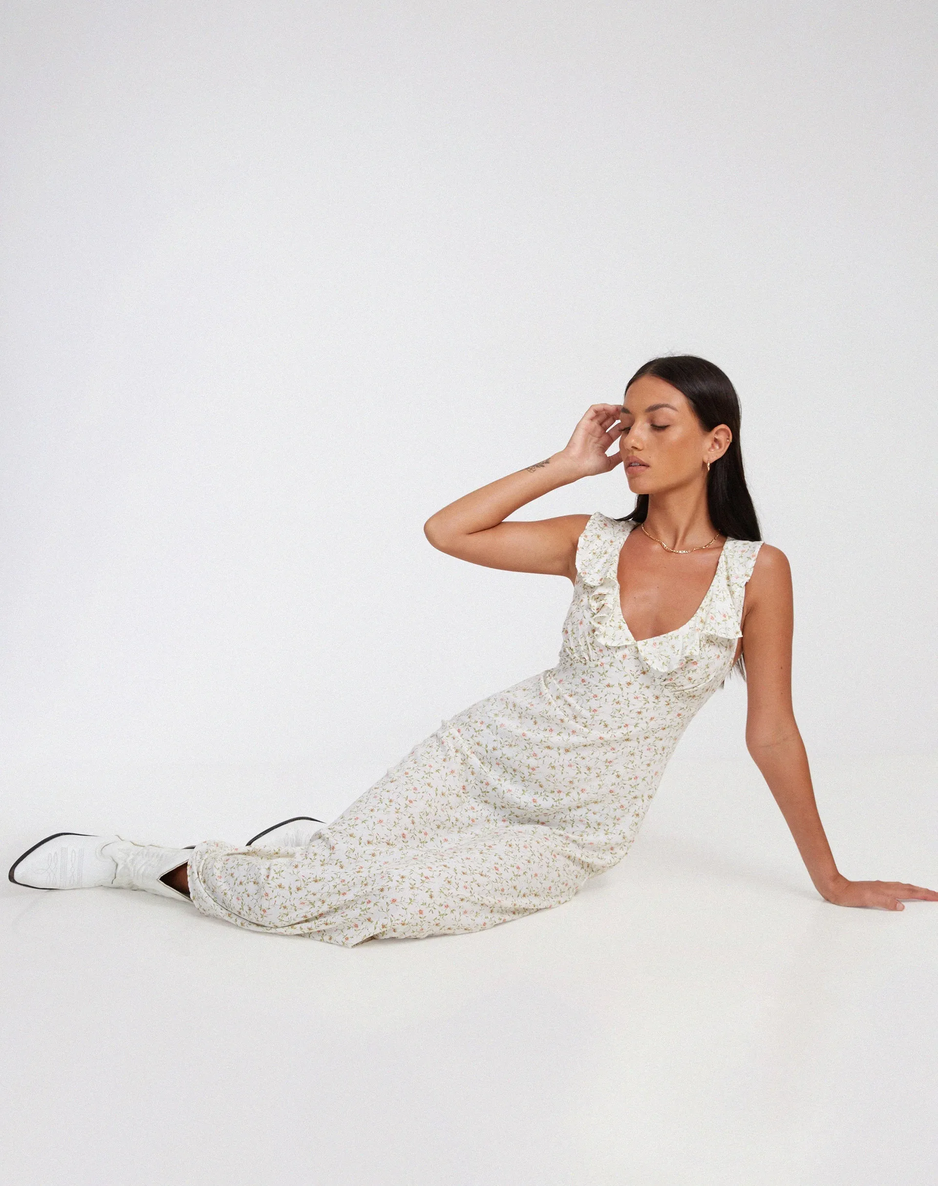 Rufiso Midi Dress in Pretty Petal Ivory sold by Motel Rocks product image thumbnail 3