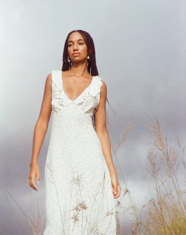 Rufiso Midi Dress in Pretty Petal Ivory sold by Motel Rocks