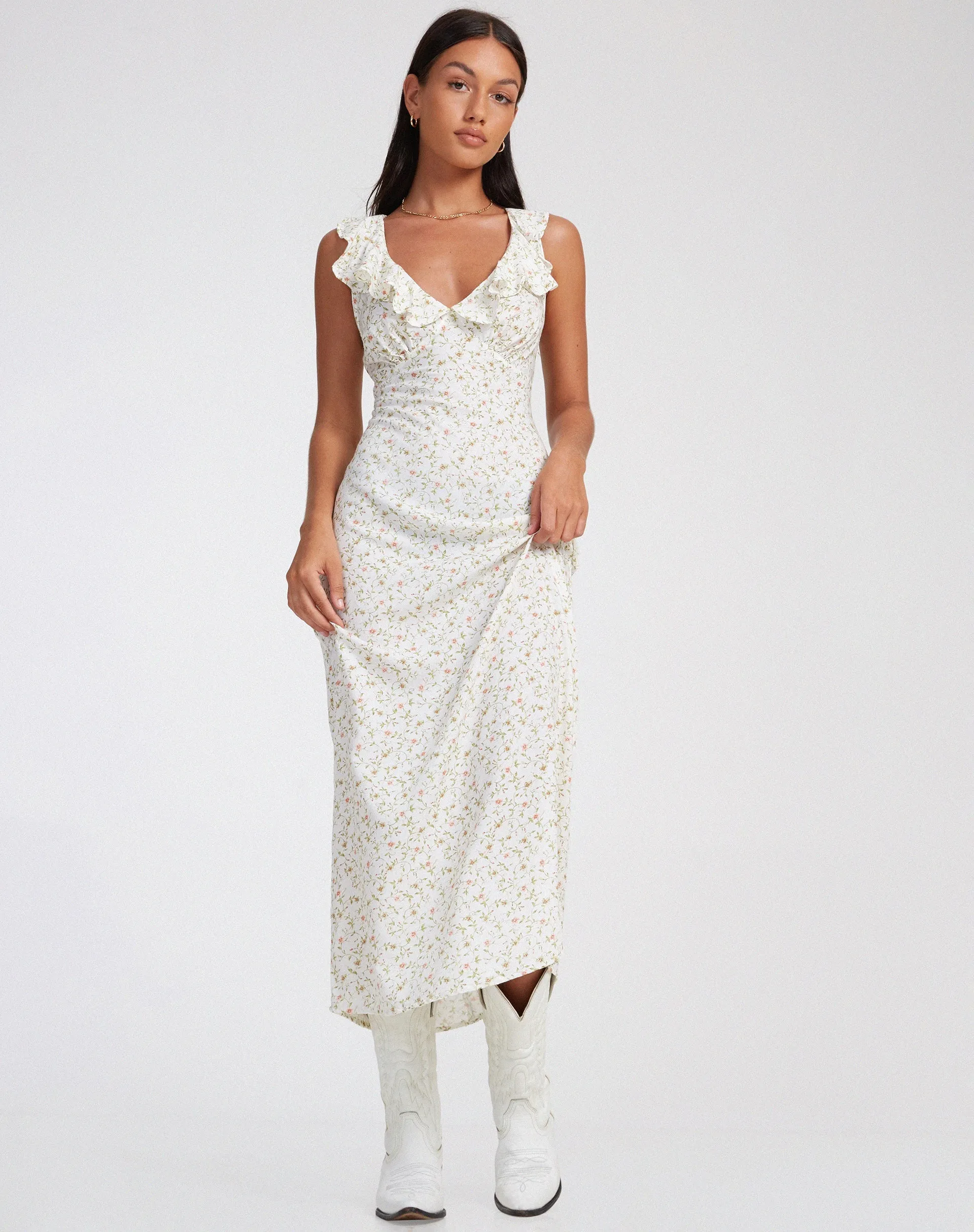 Rufiso Midi Dress in Pretty Petal Ivory sold by Motel Rocks product image thumbnail 5