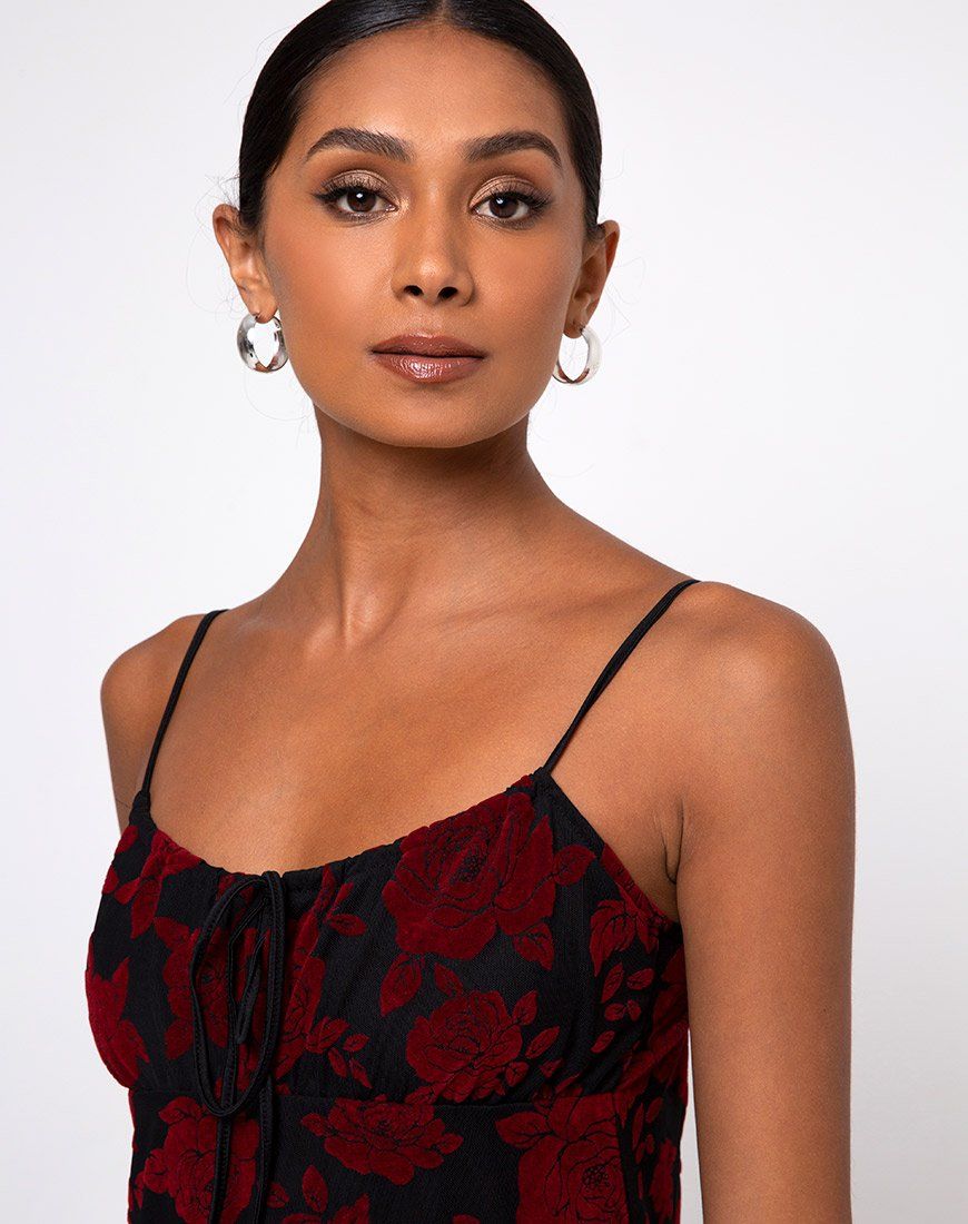 Kumala Dress in Romantic Red Rose Flock sold by Motel Rocks product image thumbnail 5