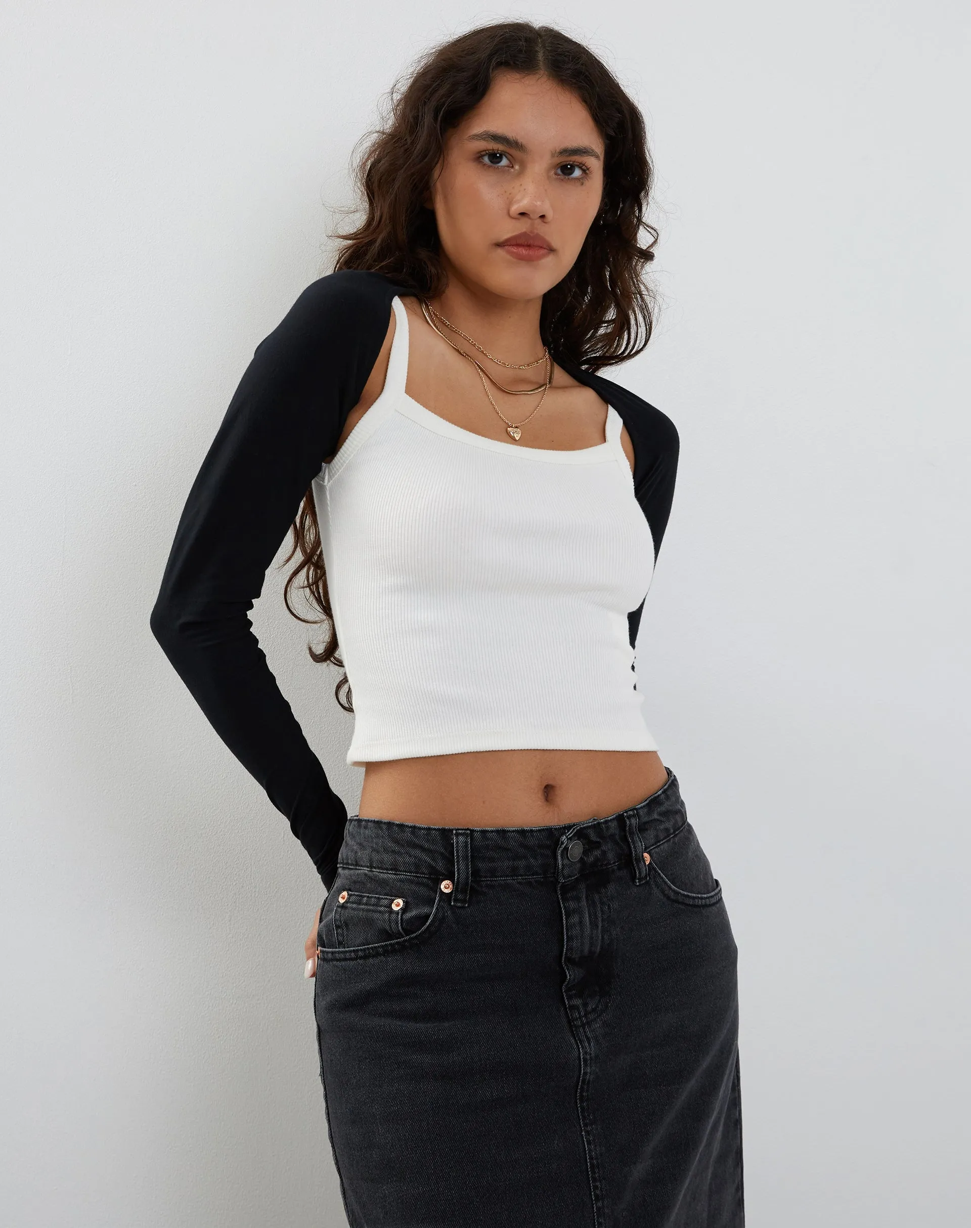 Ladri Shrug Top in Black Lycra sold by Motel Rocks product image thumbnail 4