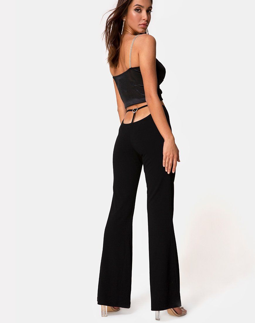 Hearty Flare Trouser in Black Spandex sold by Motel Rocks product image thumbnail 4