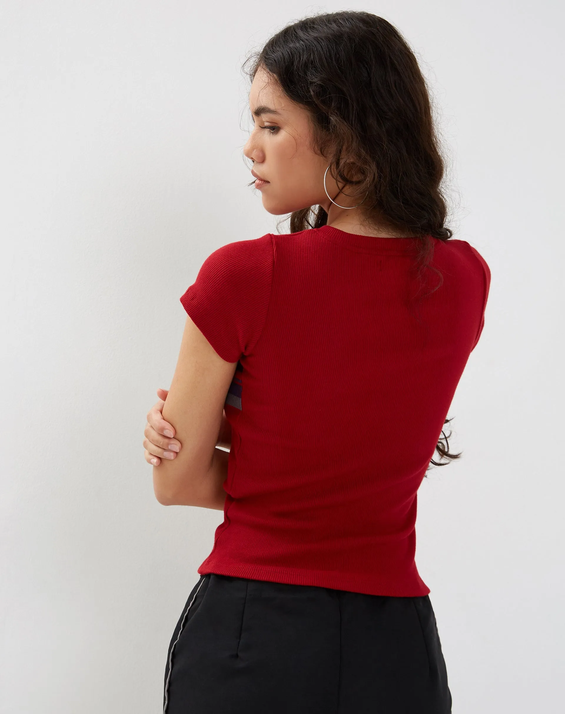 Tiona Top in Adrenalin Red Stripe sold by Motel Rocks product image thumbnail 3
