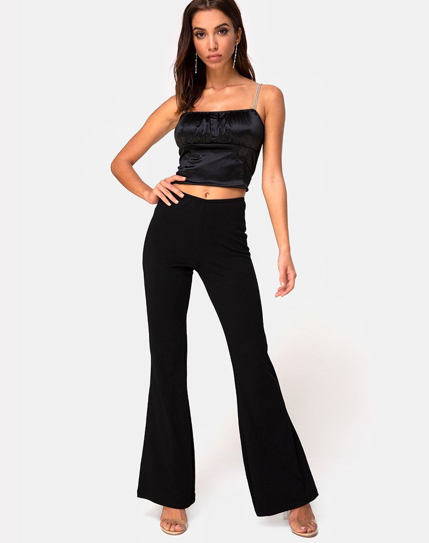 Hearty Flare Trouser in Black Spandex sold by Motel Rocks product image thumbnail 5