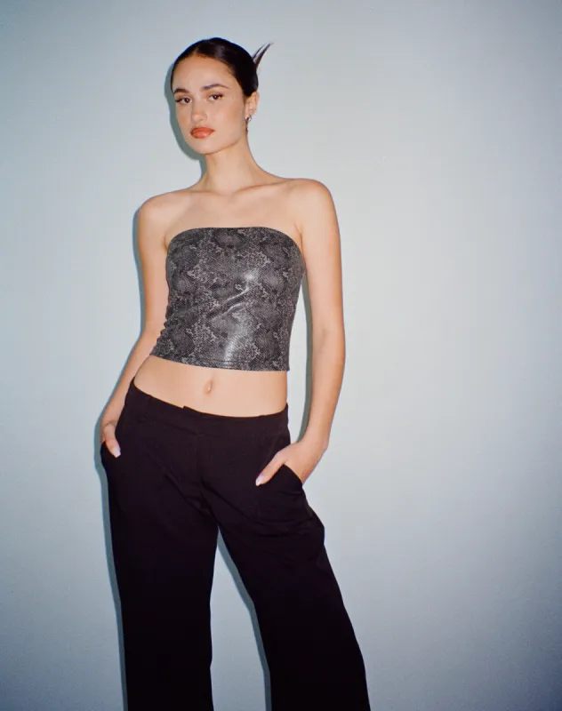 Dena bandeau Top in PU Snake Skin Tan sold by Motel Rocks