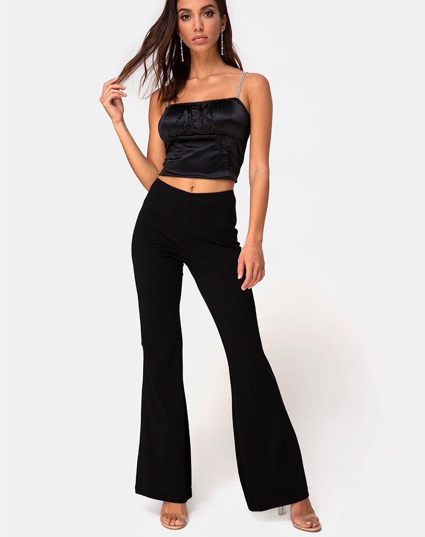 Hearty Flare Trouser in Black Spandex sold by Motel Rocks product image thumbnail 3