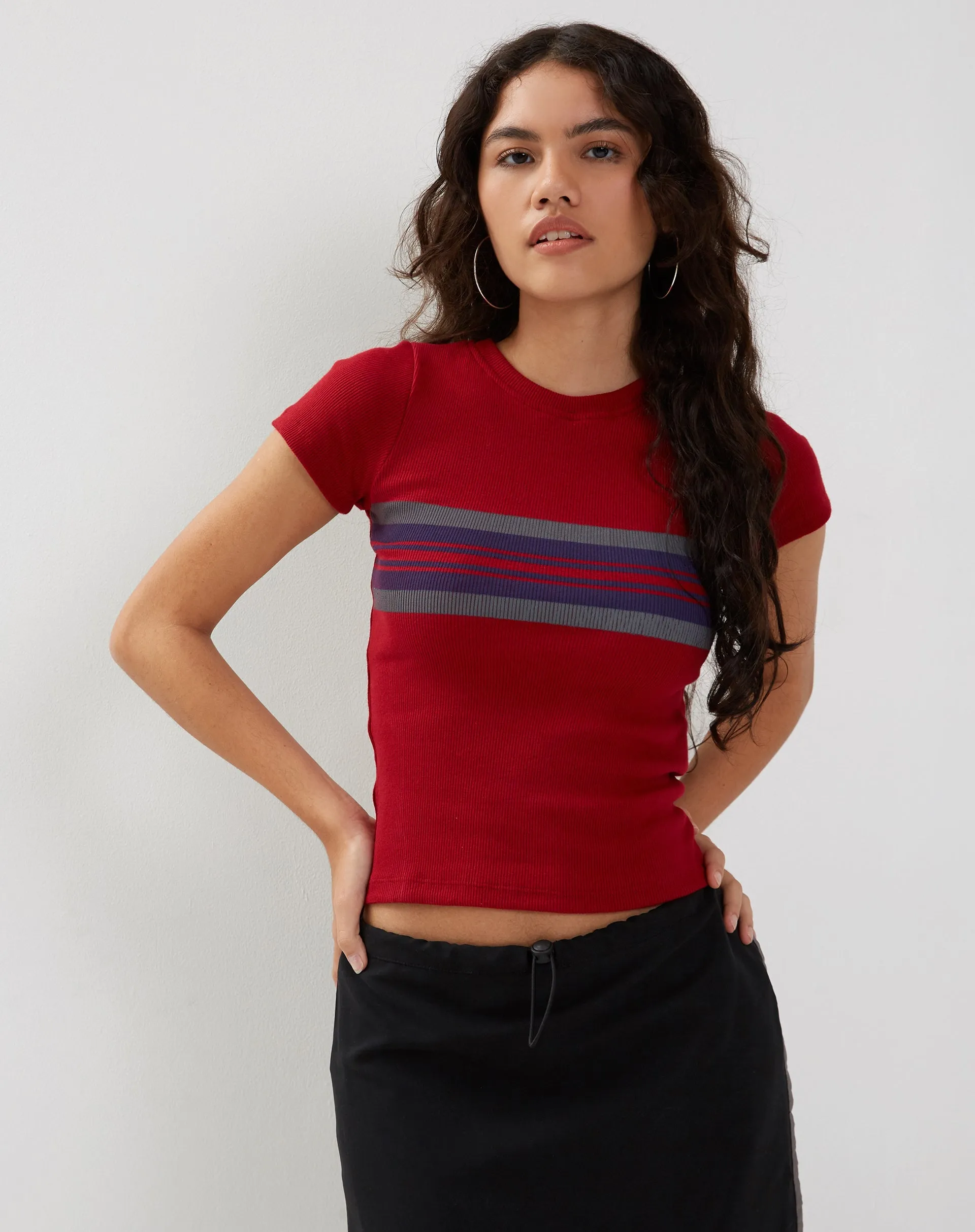 Tiona Top in Adrenalin Red Stripe sold by Motel Rocks product image thumbnail 2