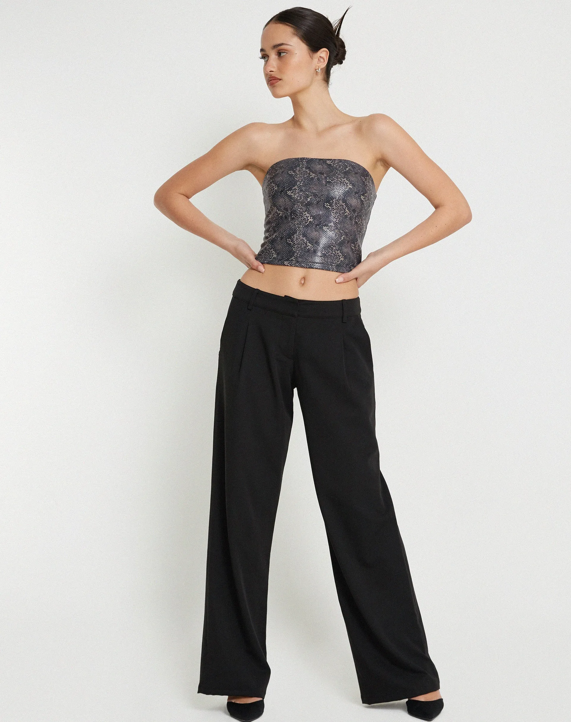 Dena bandeau Top in PU Snake Skin Tan sold by Motel Rocks product image thumbnail 2