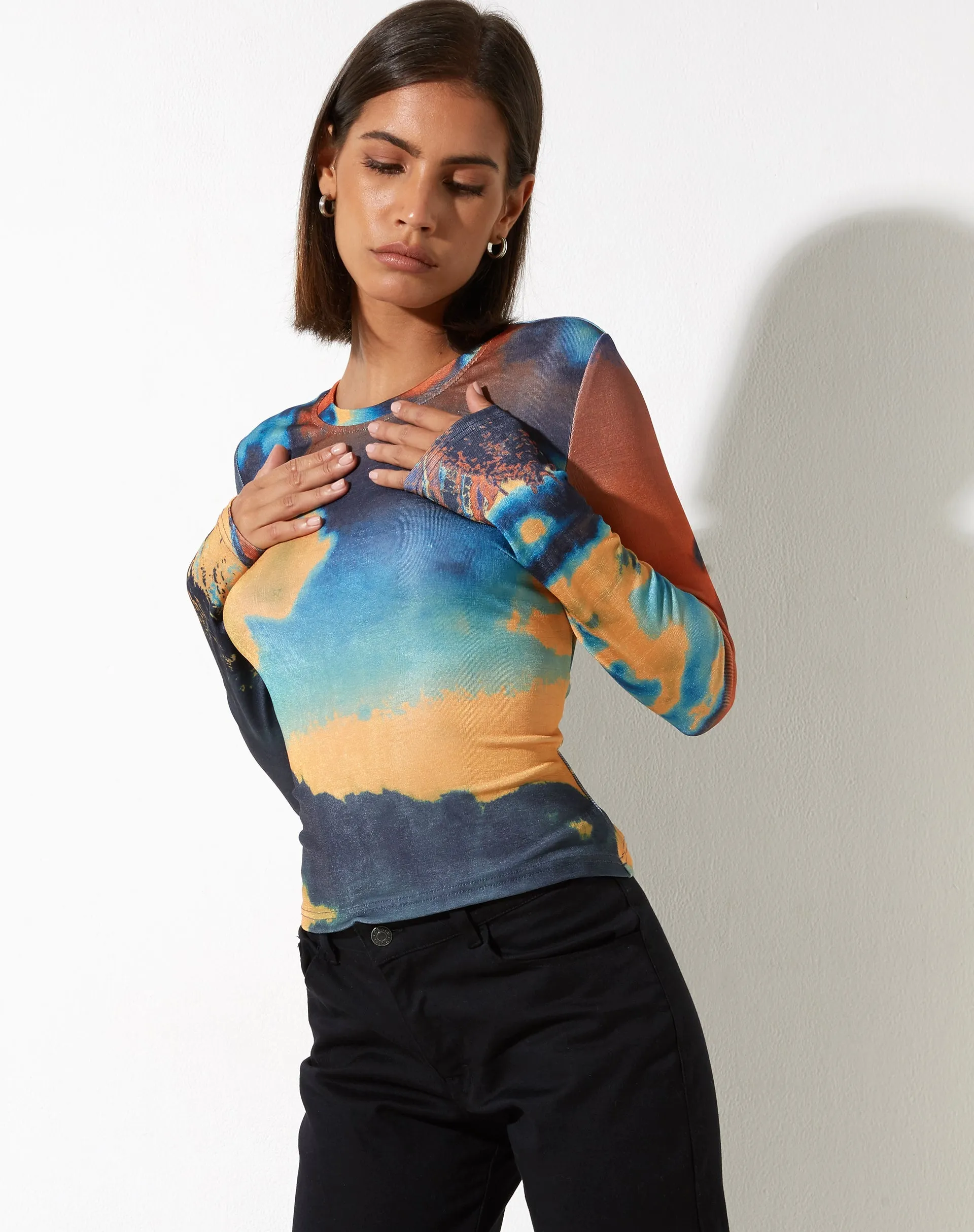 Narita Long Sleeve Top in Heat Map sold by Motel Rocks product image thumbnail 3