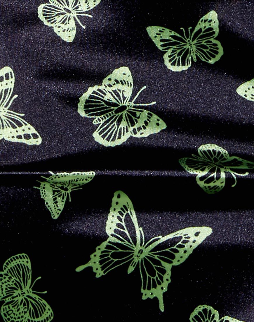 Zida Mini Skirt in Black Butterfly Lime sold by Motel Rocks product image thumbnail 5