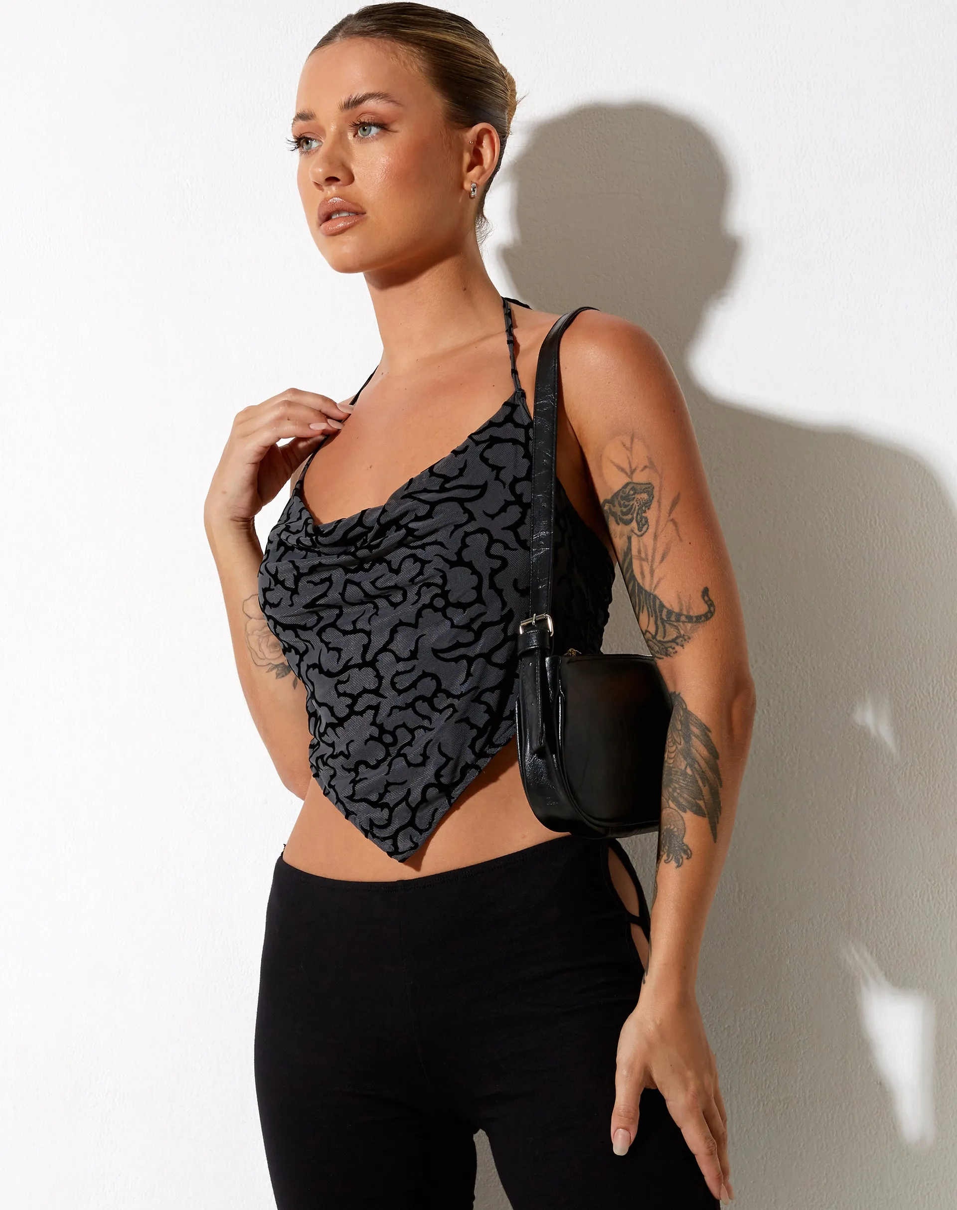 Ketia Crop Top in Tribal Flock sold by Motel Rocks product image thumbnail 2