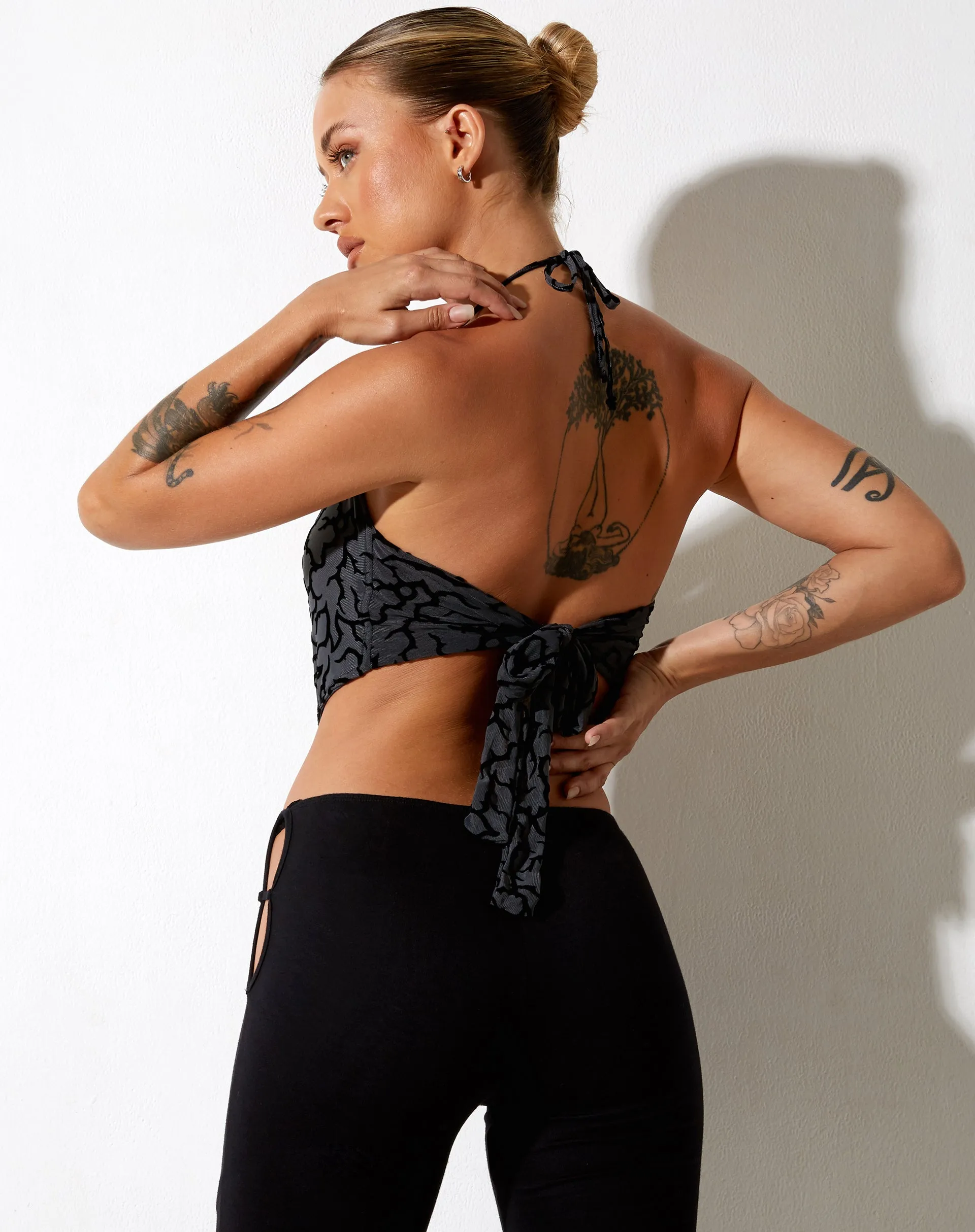 Ketia Crop Top in Tribal Flock sold by Motel Rocks product image thumbnail 3