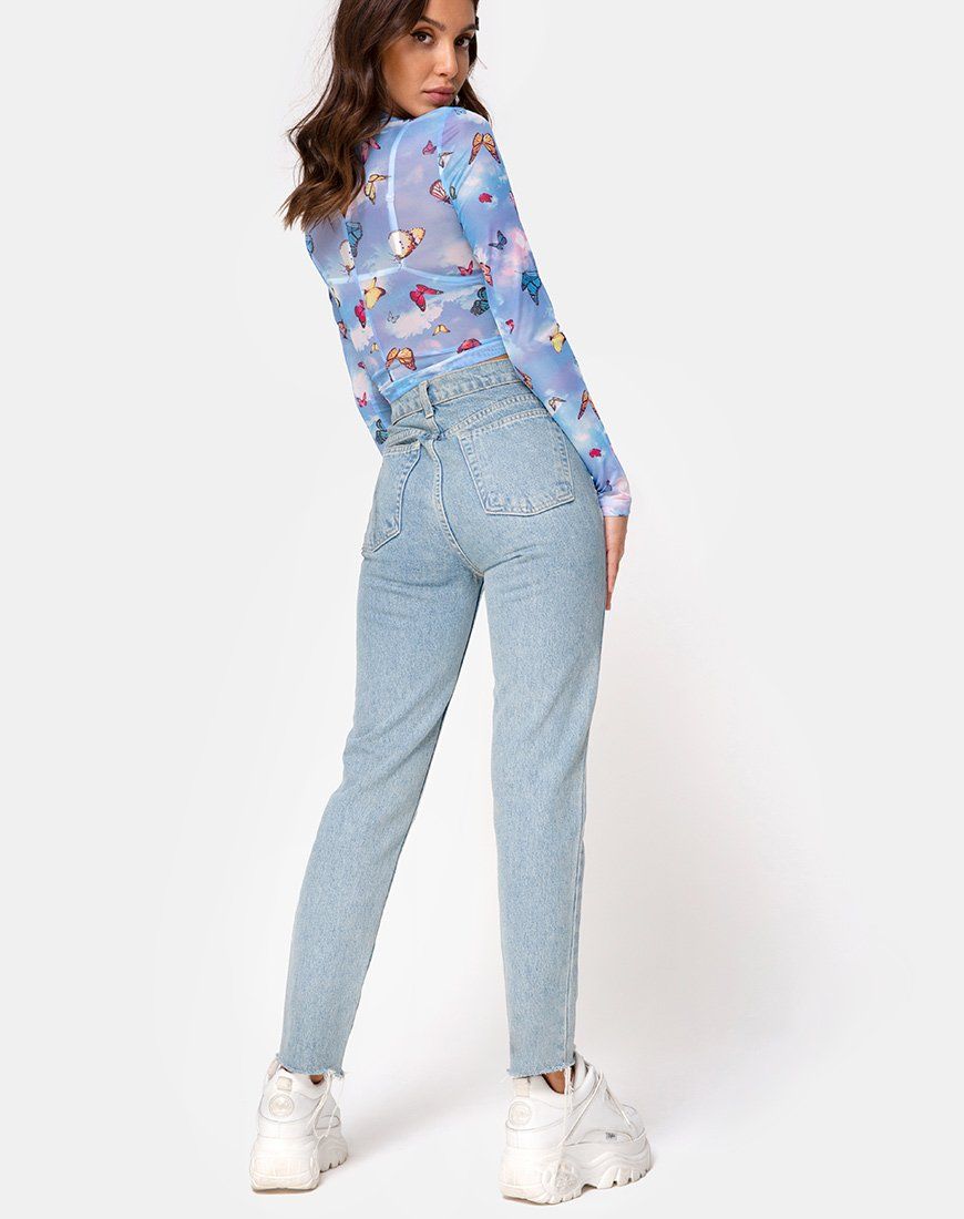 Lara Top in Mesh Blue Butterfly sold by Motel Rocks product image thumbnail 4