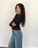 Venia Knitted Long Sleeve Top in Black sold by Motel Rocks
