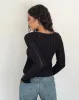 Venia Knitted Long Sleeve Top in Black sold by Motel Rocks